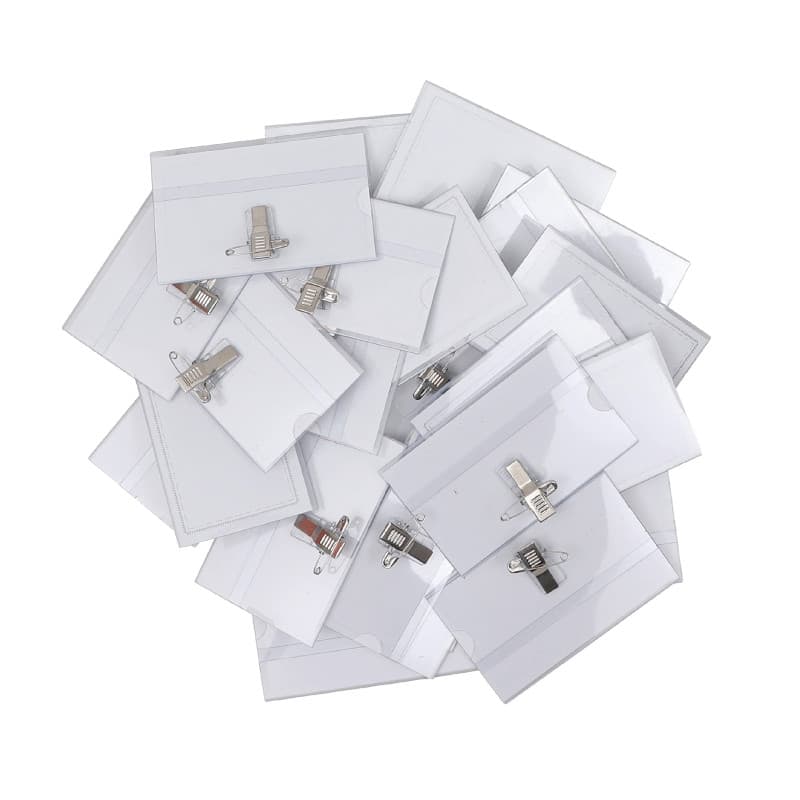 Belle Vous Lot de 50 Porte Badge Plastique Horizontal à Pince - 90 x 56 mm - Badge Infirmiere, Ecoles, Entreprises, Conférences