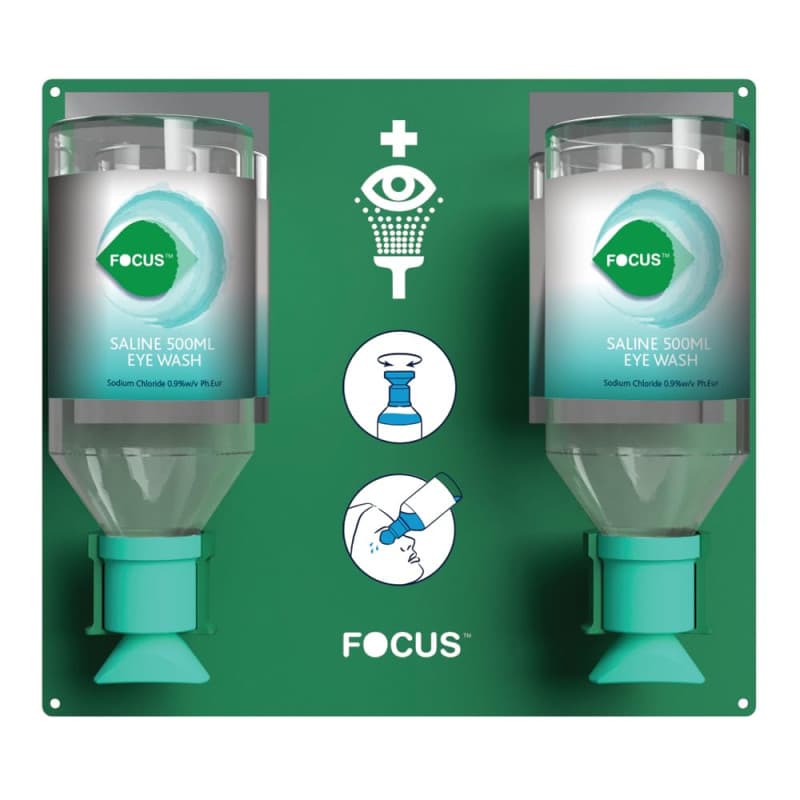 Focus Station De Lavage Oculaire D'Urgence Double Avec Support - Complet