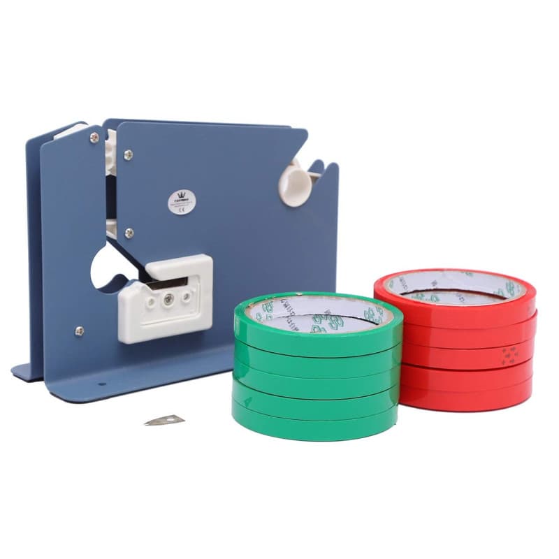 TOPWAY Scelleuse de Sac en Plastic pour Ruban Adhesif avec 10 Rouleaux Ruban Adhesif, Scellant d'emballage pour Sac à Plastique