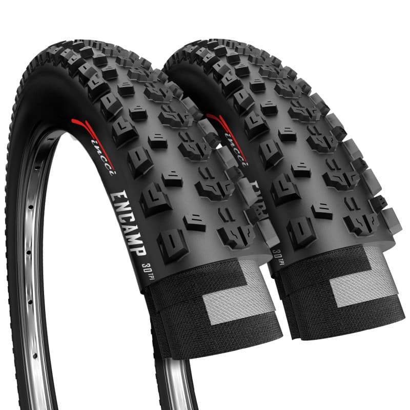 Fincci Pneu VTT 26 x 2.25 Pouces - Paire Pliable Pneus Pouces 57-559 - Encamp Pneu pour de Ville Bicyclette, VTT Montagne bici,
