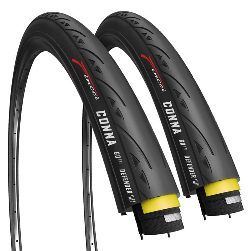 Fincci Paire Pliable Pneu CONNA 700x23c 23-622 avec Anti-Crevaison 1mm - Velo Route Pneus pour Course Tournée Vélo - Home Traine