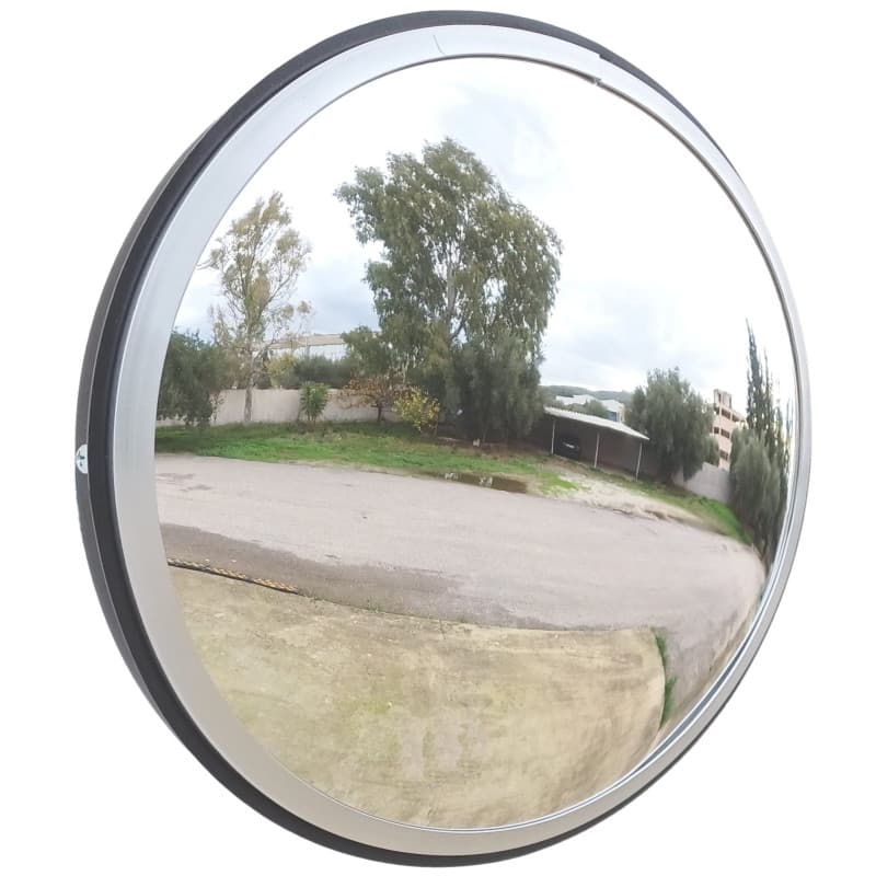 SNS SAFETY LTD Miroir de Circulation Convexe 30 cm pour Routes, Entrepôts, Garages, Magasins et Bureaux, Noir, avec Support Mura