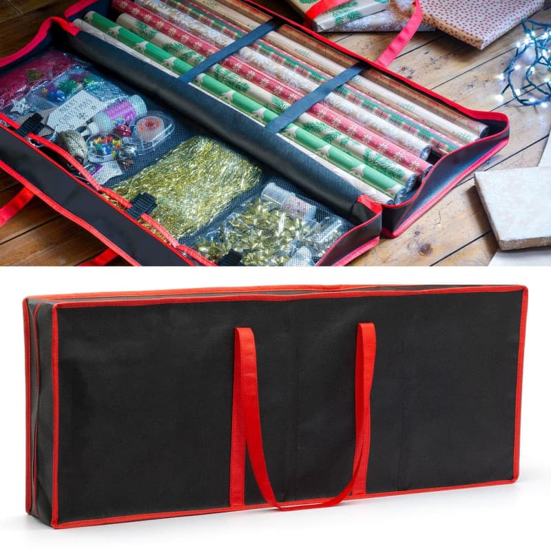 CKB LTD Sac de rangement pour papier d'emballage cadeau pour Noël, anniversaire, rouleaux, rubans, étiquettes, décorations de No