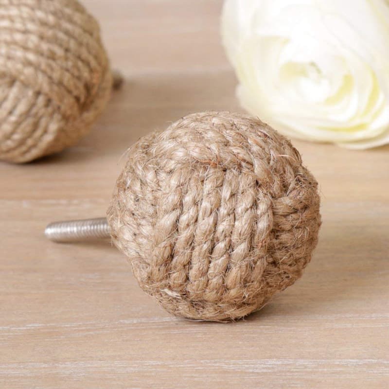 Lot de six ronds en toile de jute Poignées de tiroir – Idéal pour mettre à jour des meubles existants – 4 cm