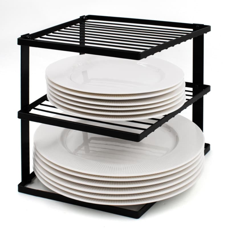 joeji's Kitchen Support à Assiettes Anti-basculement pour Placard de Cuisine, étagère d'angle 25 x 25 x 19 cm, Noir…