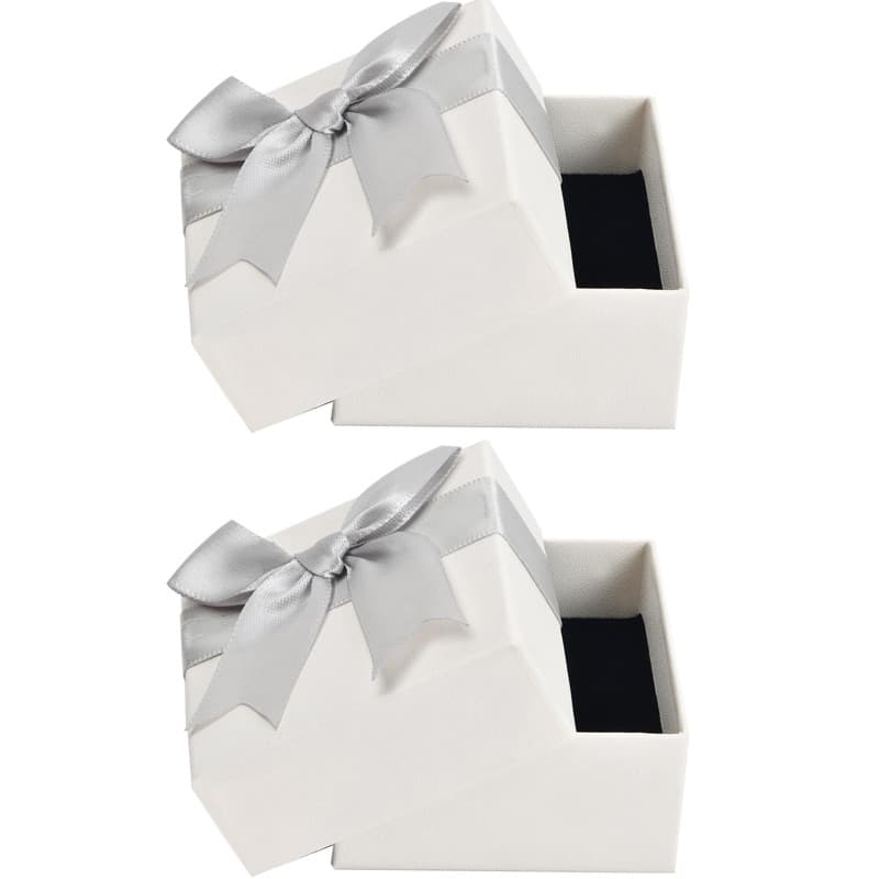 Wisebom 2 PCS Petit Boite Cadeau, Boite Bijoux Cadeau Carré, Ecrin Bijoux avec Nœud, Coffrets Cadeaux Bague Vide, Couvercle Boît