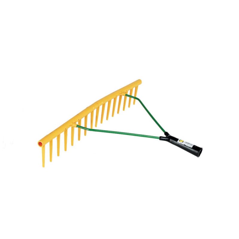 Kerbl Râteau en plastique (en polypropylène, 16 dents, support de manche ø 27 mm, sans manche, pour le foin / l'herbe / les feui