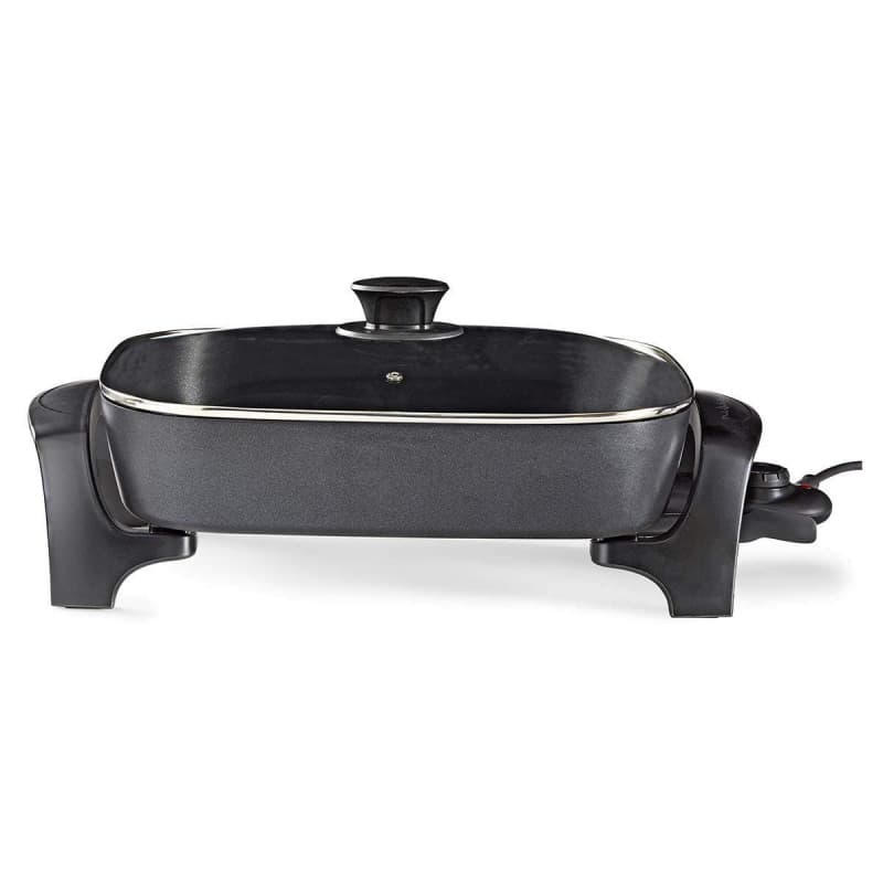 NEDIS Poêle à Frire Électrique - 2200 W - 7.0 L - Indicateur d'alimentation - Controle de la Température Réglable - 40 cm - Alum