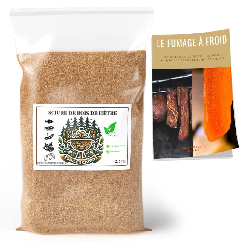 Sciure de Bois de Hêtre 2,5Kg – Qualité Pro pour Fumage à Froid – 100% Naturelle – Granulométrie 0,5-1 mm – Générateur de Fumée,