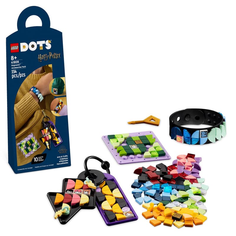 LEGO 41808 Dots Ensemble d’Accessoires Poudlard, Jouet Création de Bijoux sur Harry Potter avec Bracelet, 2 Étiquettes et Plaque