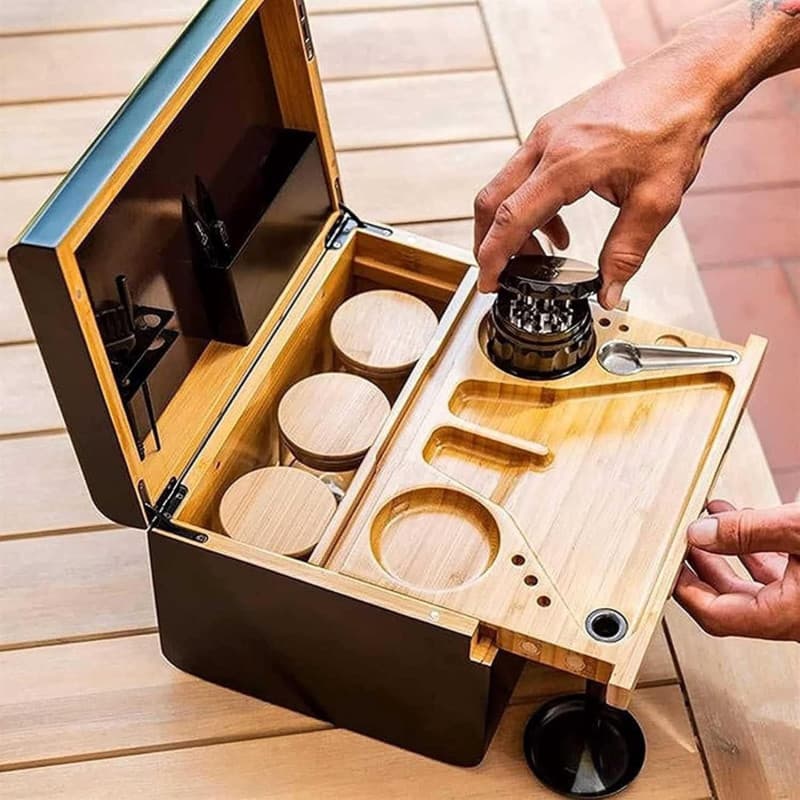 Lot de Plateaux roulants Coffret de Rangement en Bambou Premium Boîte de Rangement en Bois Coffret Cadeau de Luxe, Boîte de Sépa