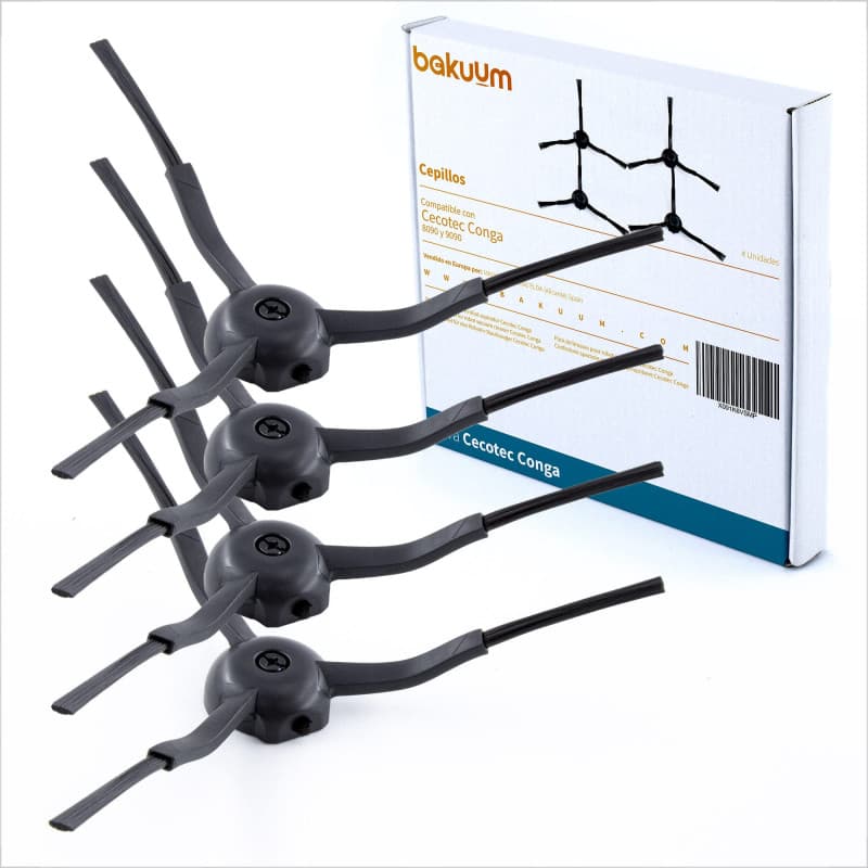 Lot de 4 brosses, balais pour Cecotec Conga 8090 Ultra 9090 - Pack de pièces et accessoires pour robot aspirateur
