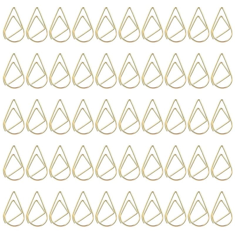 Zeayebsr trombones, 100 pièces marqueurs goutte d'eau en métal doré - pour livre, note, papier, affiche, photo