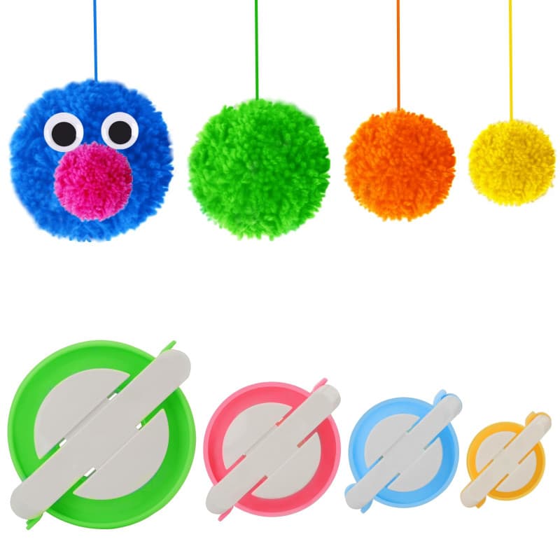 KNEWMART Pom Pom Maker,4 Tailles Fluff Ball Weaver Needle PomPom Maker Set-DIY Pompoms Kits de fabrication de poche artisanale-J