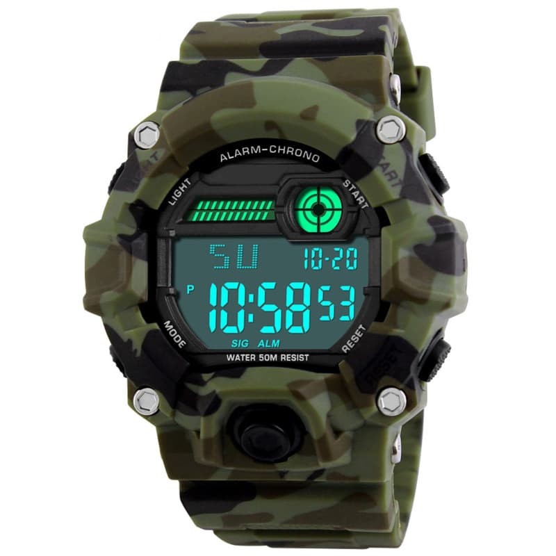 BHGWR Enfants Montre Bracelet numériques Militaire de Sports de garçons avec l'alarme/minuterie, étanche à 5 Barres pour Enfants