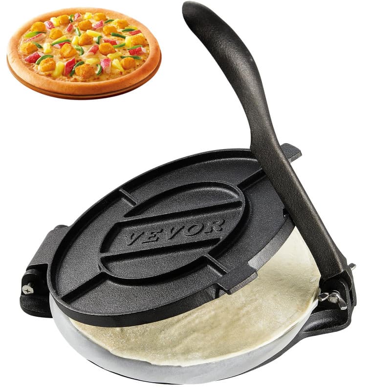 VEVOR Presse à Tortillas en Fonte Résistant 20 cm Appareil Chapati Manuel Presse à Burrito avec 100 Feuilles de Papiers Suppléme