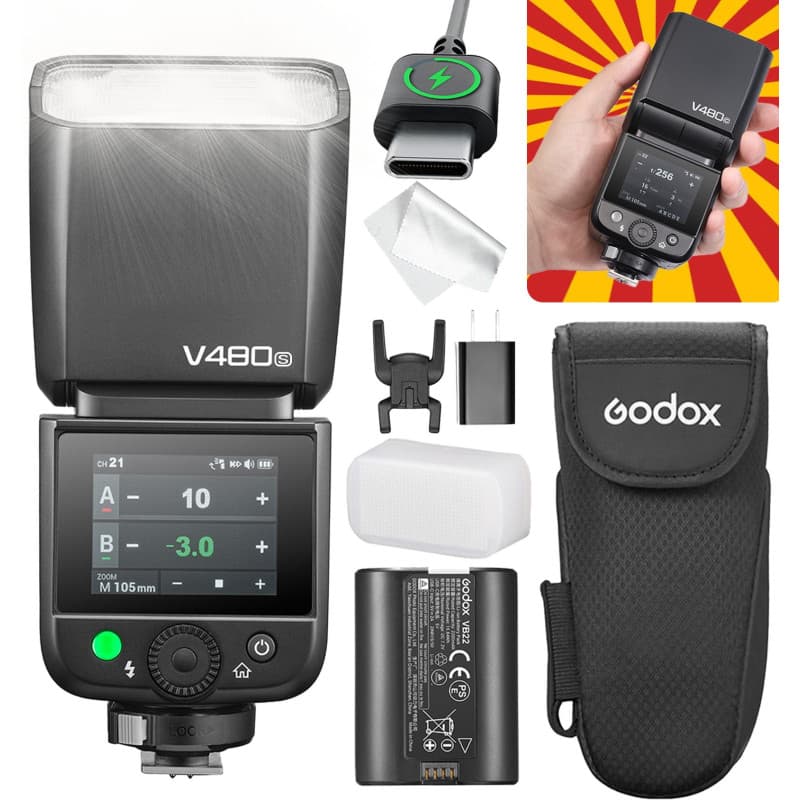 GODOX V480 S Flash Appareil Photo, V480S Flash à écran Tactile TTL HSS 1/8000s Speedlite, Compatible avec Sony Alpha A9 III a7II