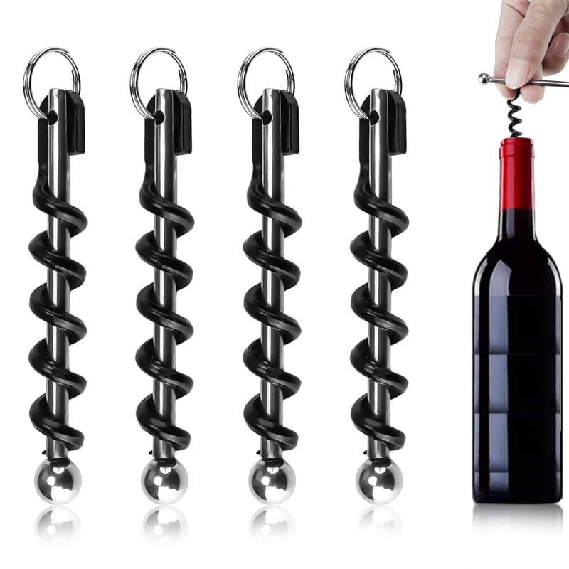 0XBIT 4 Pièces Mini Tire-Bouchon, Ouvre-Bouteille de Vin Portable, Mini Porte-Clés Tire-Bouchon, Petit et Facile à Transporter,