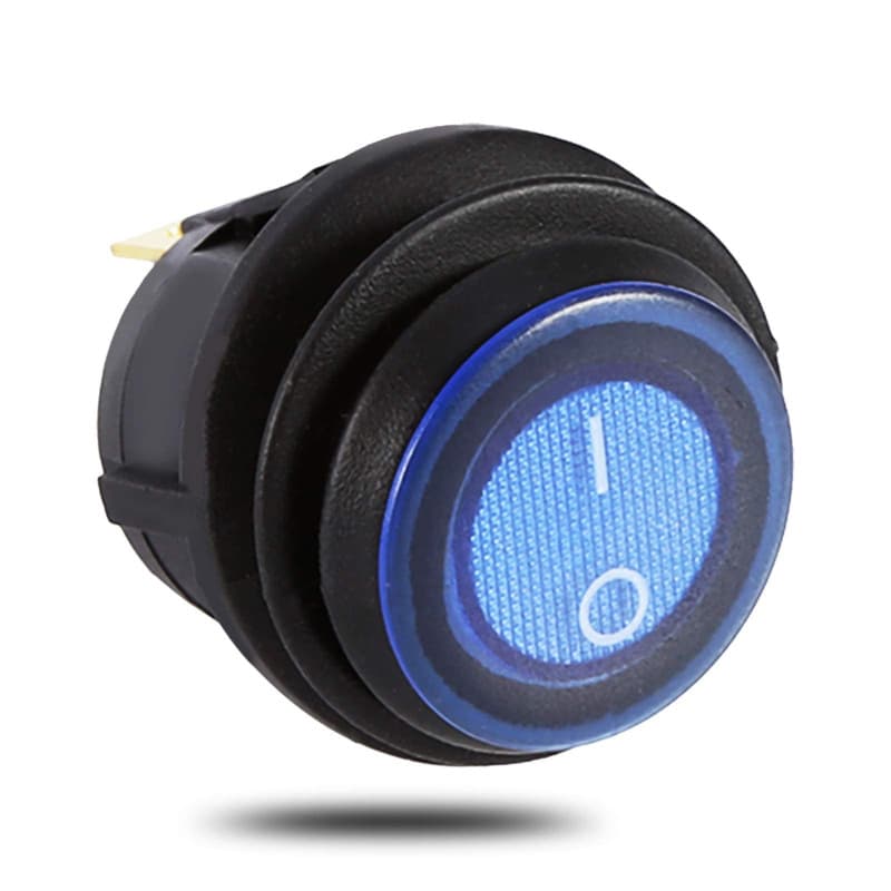 Keenso 3 Broches Interrupteur à Bascule, 12V 16A Commutateur On/Off Rond avec LED Lumière Bleu pour Voiture Camion Commutateur d