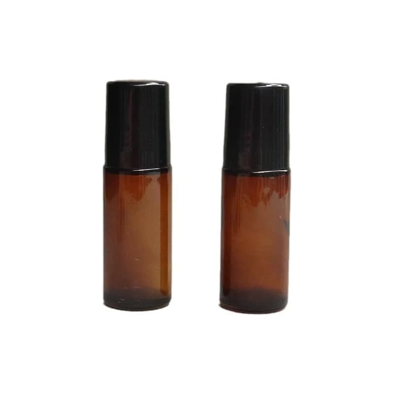 Lot de 2 flacons roulants vides en verre marron pour huiles essentielles, déodorants, flacons à bille roulante pour parfum, acce