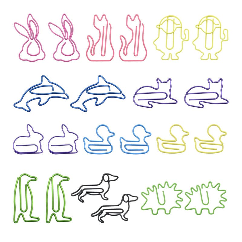 Lot de 22 trombones colorés en forme d'animaux, design créatif en métal, pour décoration créative, école, bureau et cadeaux, déc