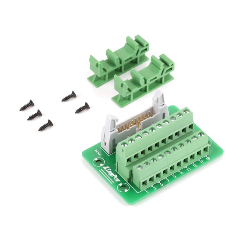 Connecteur de Bornier IDC20P, Keenso Connecteur de Bloc de Jonction Mâle 20Pin Support d'Interface d'Automate avec sur Rail DIN