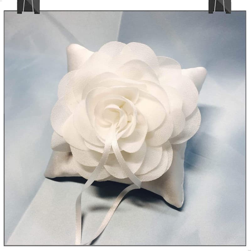 Coussin Alliance Bague Mariage Oreiller - 10 * 10cm Fleur Oreiller pour alliances Fiançailles Fête mariage Faveurs Accessoires,