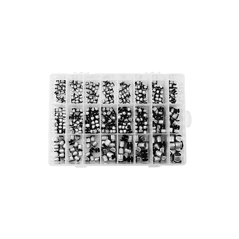 400 pièces condensateurs électrolytiques en aluminium 24 valeurs condensateurs radiaux SMD 1uF-1000uF