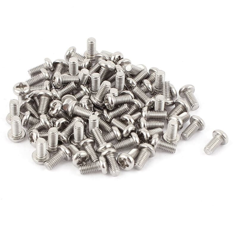 sourcing map M3x6mm Acier Inox 304 Vis tête cylindrique Phillips 60pc