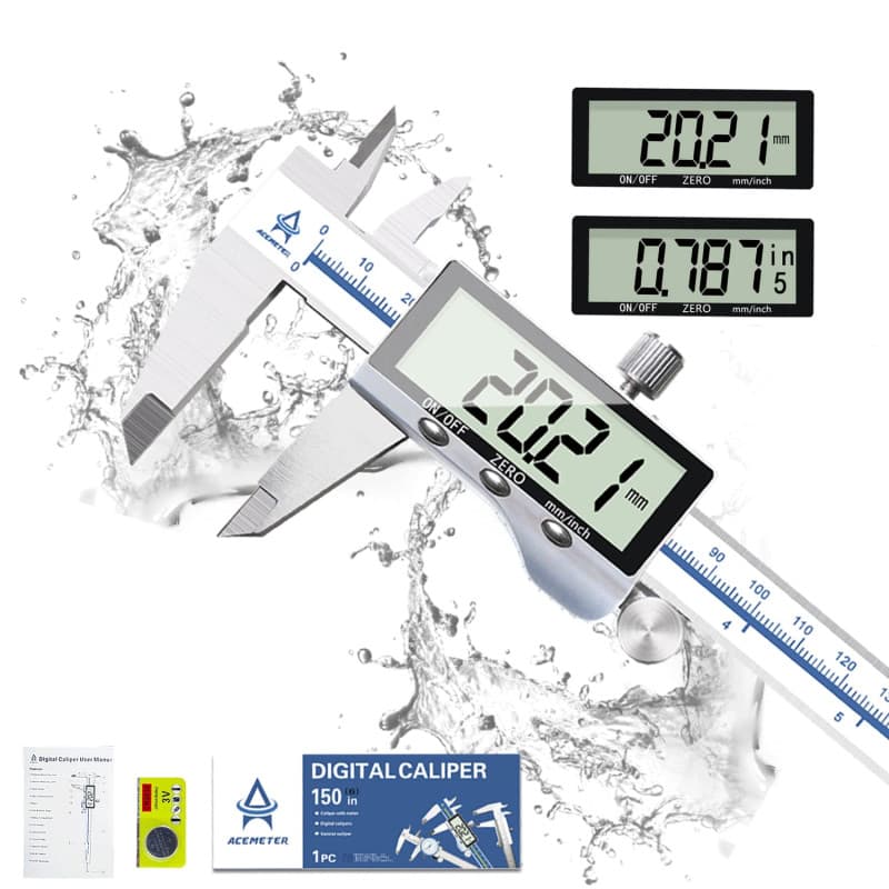 Pied à Coulisse Numérique,ACEMETER Outil de Mesure de Pied à Coulisse Micromètre électronique de 6 pouces, écran LCD en Acier In