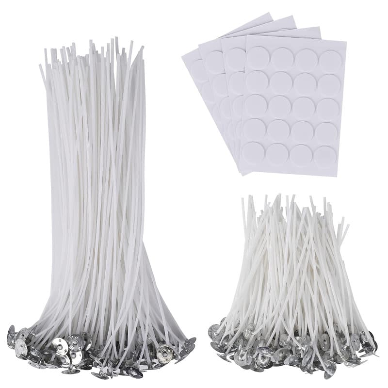 Mèches de Bougies Kit de Fabrication de Bougie Mèches Pré Ciré avec Mèche Autocollants Support Mèche Bricolage 212 Pièces