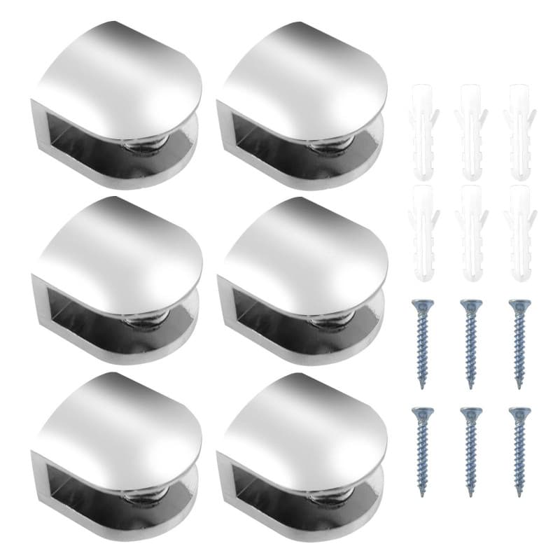 BuxiuGK 6 Pièces Support Étagère Verre,Pince À Verre Réglable de 6-8 mm d'Épaisseur Fixation Tablette Verre Clips de Verre Pince