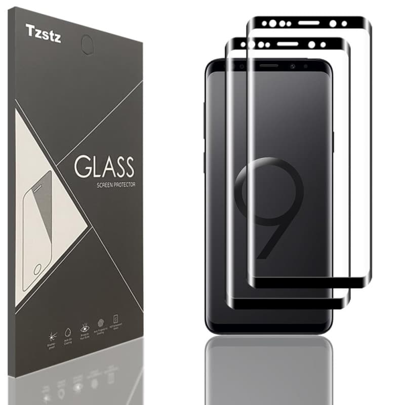 Tzstz 2 Pièces Verre Trempé pour Samsung Galaxy S9 Plus/S9+ Protection Écran ,3D Couverture Complète Film de Protection,Sans Bul