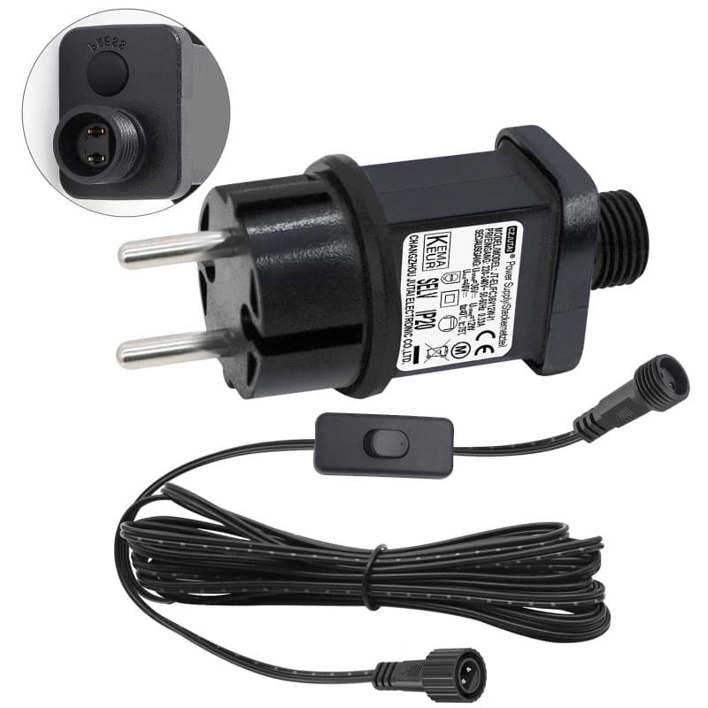 Transformateur LED CZJUTAI IP44 Alimentation pour éclairage de Noël avec prise - Prise européenne ( EL/FC36V12W) avec interrupte