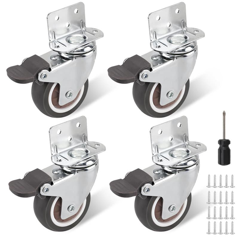 Set de 4 roulettes pour meubles 50 mm – avec frein – capacité de charge de 120 kg – roulette charge lourde – 360° pivotant roue