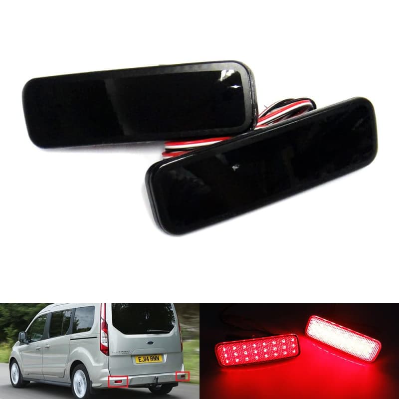 RZG Lot de 2 réflecteurs LED noirs fumés pour pare-chocs arrière, feux stop, feux stop, feux de circulation diurnes pour 2012+ T