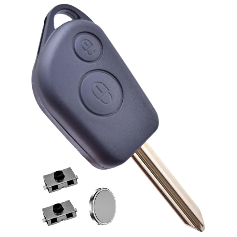 ANGOFIZ Coque Clé Télécommande Compatible avec Citroen Berlingo Picasso Saxo Xsara Peugeot Partner Lame Vierge + 2 Boutons Pouss