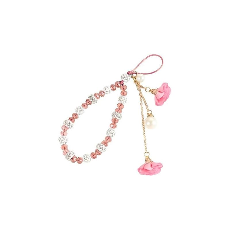 Opemg 1 lanière de téléphone portable rose avec cordon de suspension, motif fleur, cordon court pour décoration de coque de télé