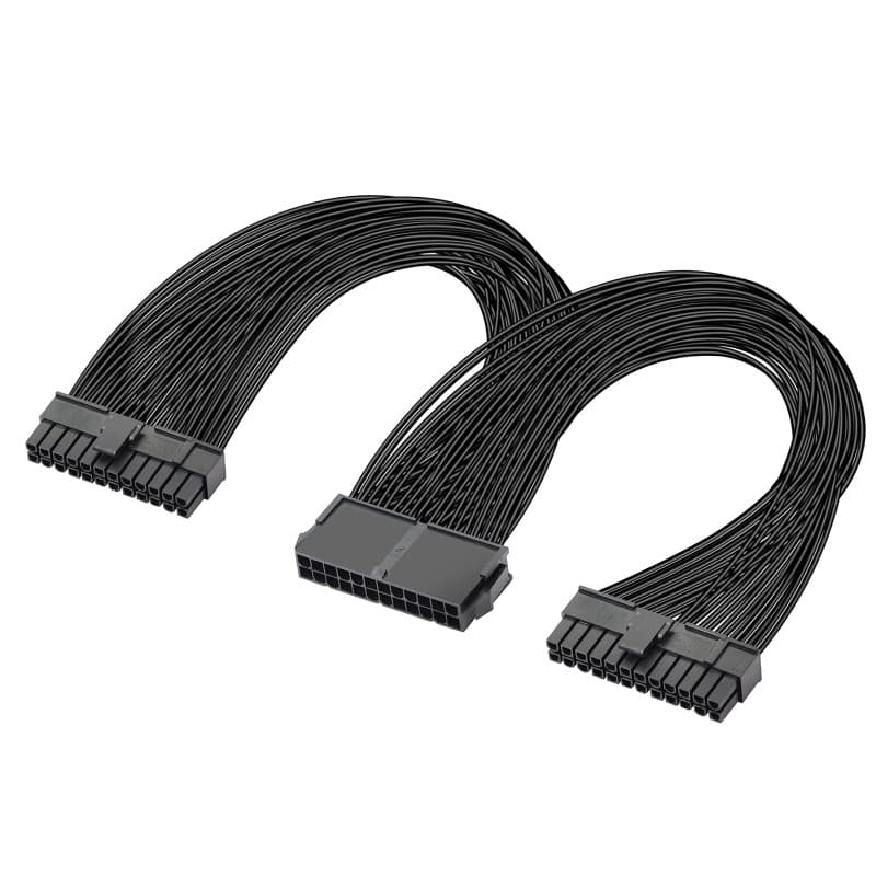 GELRHONR Double Alimentation PC 24 broches ATX câble adaptateur de carte mère, 24 broches (20 + 4) pour ATX câble d'extension de