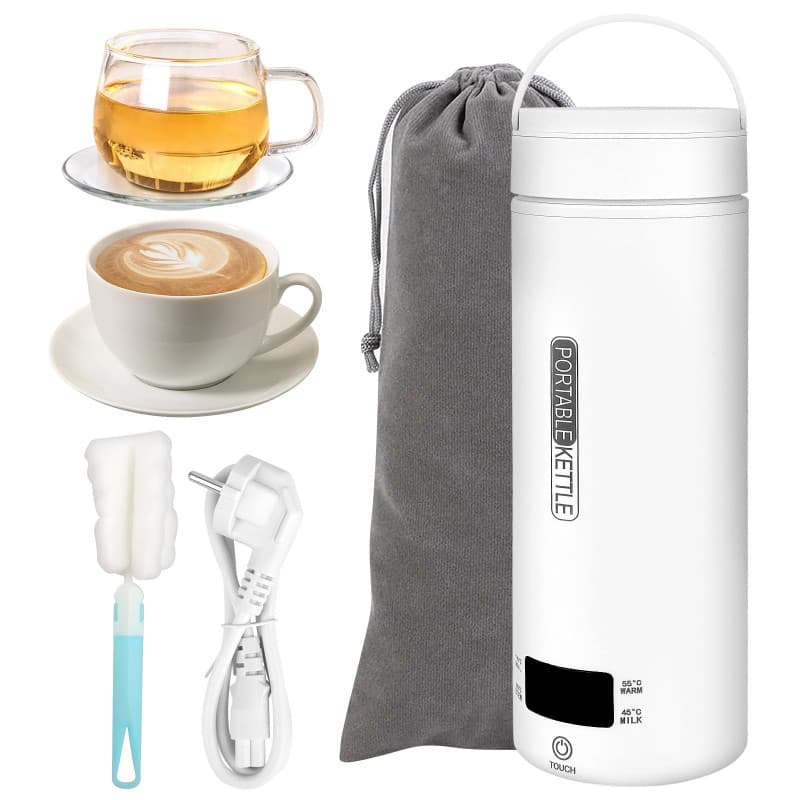 NVIYAM Bouilloire de Voyage(500 ml), Mini Bouilloire Electrique, 3 en 1 Bouilloire Portable - 4 régulateurs de température, pour
