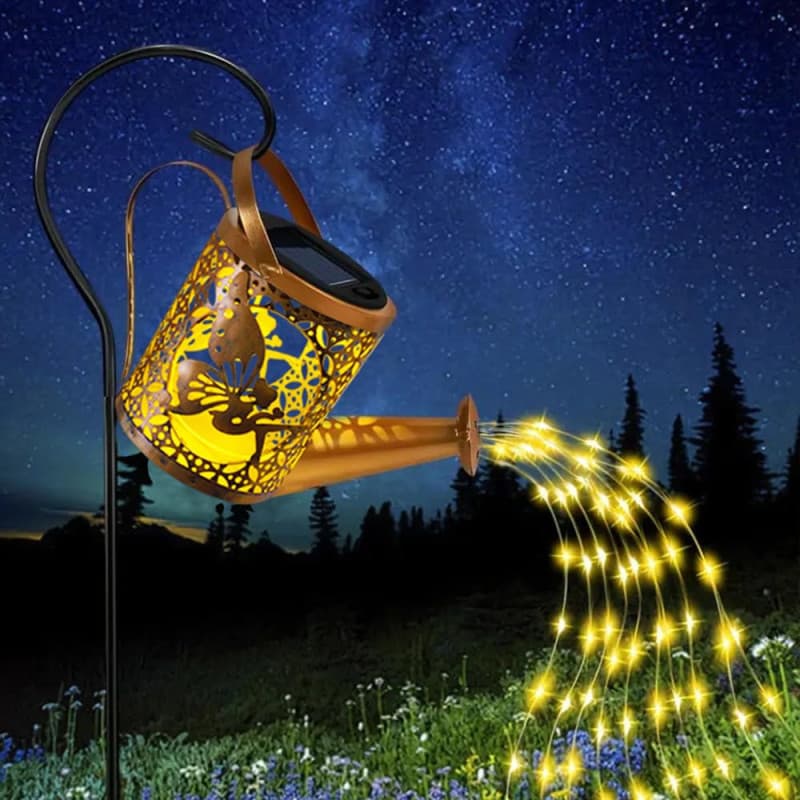 Comius Sharp Arrosoir Solaire avec Guirlandes Lumineuses et Bâton de Berger, LED Lanterne Solaire Exterieur Jardin, Étanche Lamp