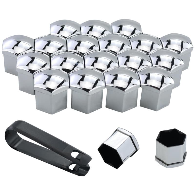MAOQYE Lot de 20 cache-écrous de roue universels avec outil de démontage pour voitures, capuchons de écrous de roue hexagonaux (