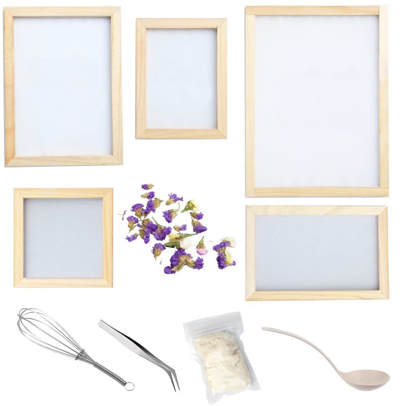 Cayway 11 PCS Cadre en Bois DIY Fleurs Séchées, 5 PCS Fabrication en Papier de Bois, Fleurs Séchées, Cuillère, Pince à Epiler po