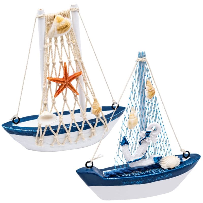 Ensemble de 2 modèles de voilier en Bois, décoration de Bateau Nautique en Bois de Bateau Nautique modèle de Bateau à Voile en B