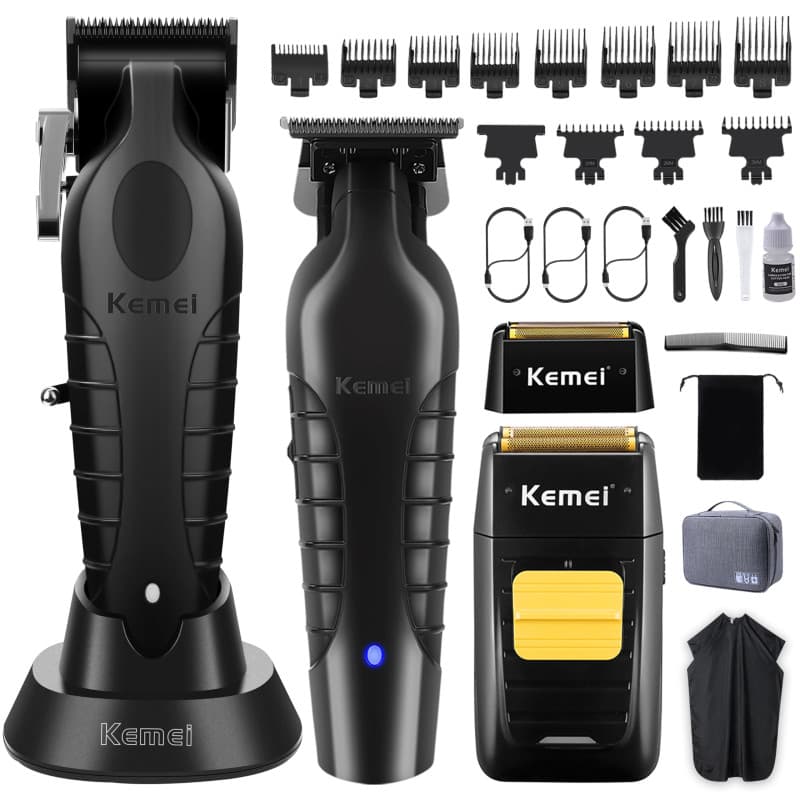 Tondeuses à cheveux professionnelles KEMEI, tondeuses à cheveux et à barbe, ensemble de rasoirs à grille pour hommes, tondeuses