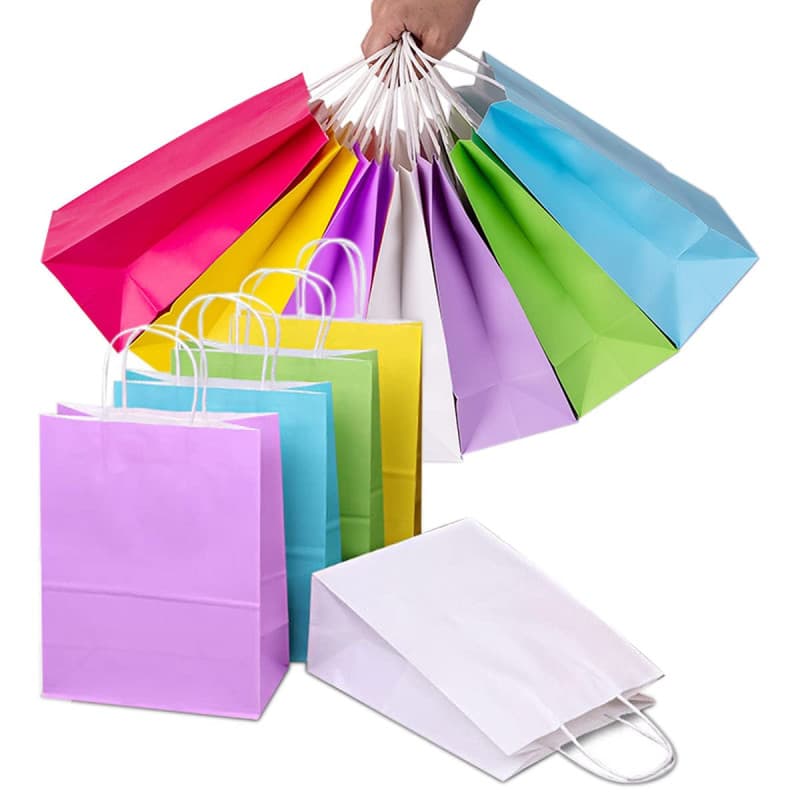 Sac Papier Kraft Multicolore - 30 Pièces Pochette Cadeau pour Anniversaire, Célébrations de Mariage et Fête