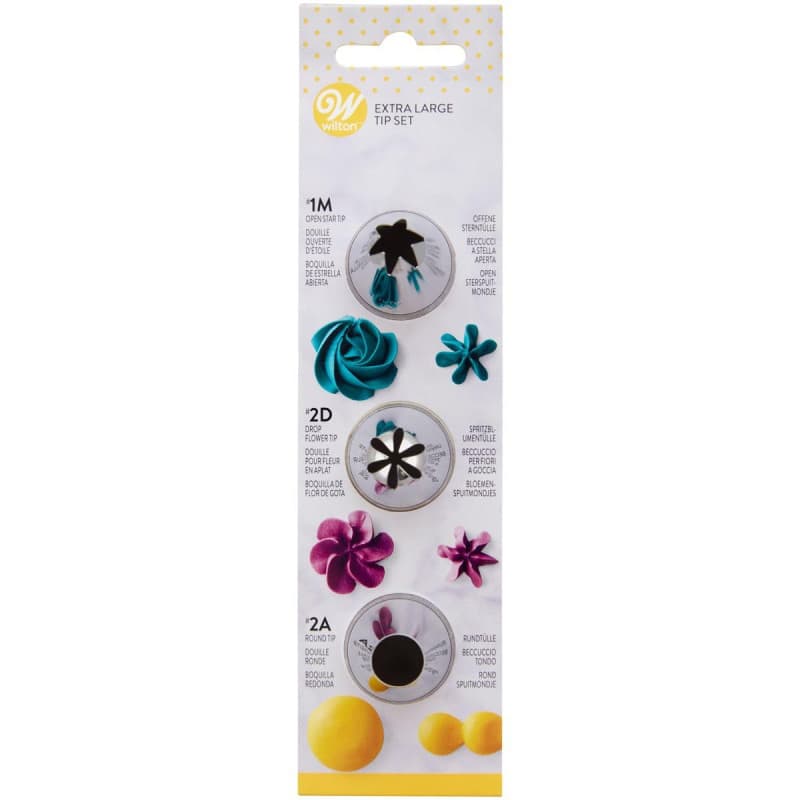 Wilton Douilles à Pâtisserie Set X-Large #1M, #2D, #2A, Douilles Professionnelle Métallique Buse de Glaçage Réutilisable pour la