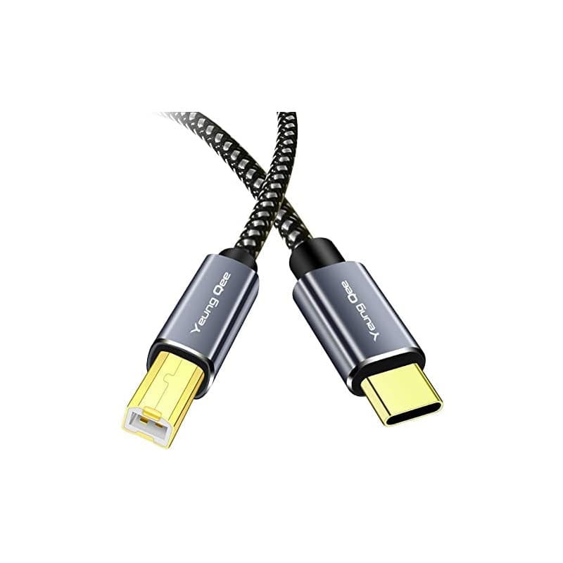 Yeung Qee Câble d'imprimante USB C vers USB B tressé haute vitesse USB de type C vers USB 2.0 de type B, compatible avec Brother
