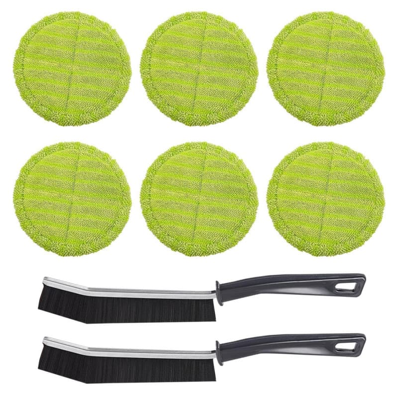 YSJCHEBS 6 Chiffons De Rechange pour Vadrouille Et 2 Brosses pour Fentes, Chiffon De Nettoyage Rond, Outil De Nettoyage Multifon