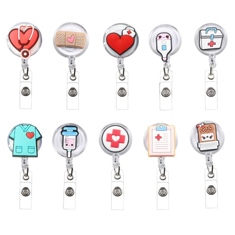 Fermoirs De Badge D’Infirmière 10Pcs, Porte-Badge D’Infirmière, Bobine De Badge D’Infirmière Rétractable, Porte-Badge À Motif Cr
